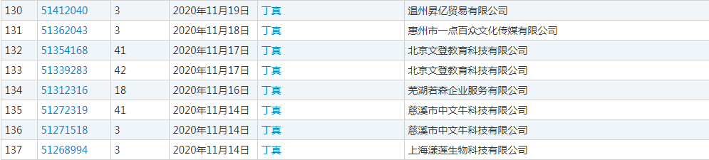 丁真商标抢注类别